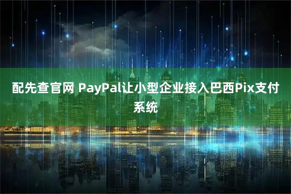 配先查官网 PayPal让小型企业接入巴西Pix支付系统